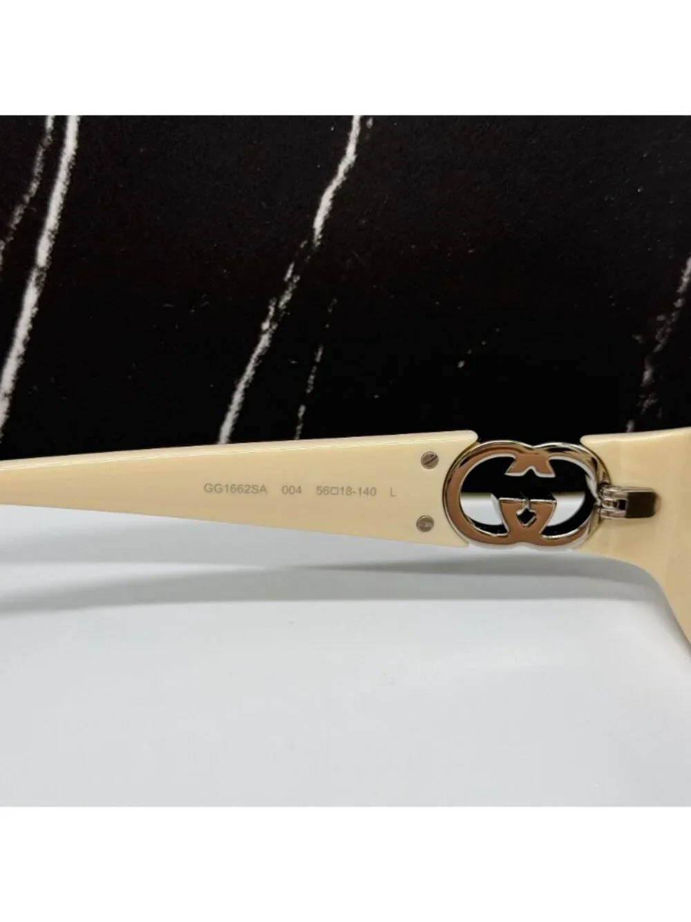 New Gucci Ivory Gray Women Oval Sunglasses GG1662SA 004